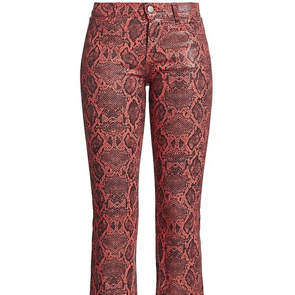 J Brand Selena Snakeskin Print Crop Bootcut Jeans Coated Kalani Boa - Picture 3 of 7